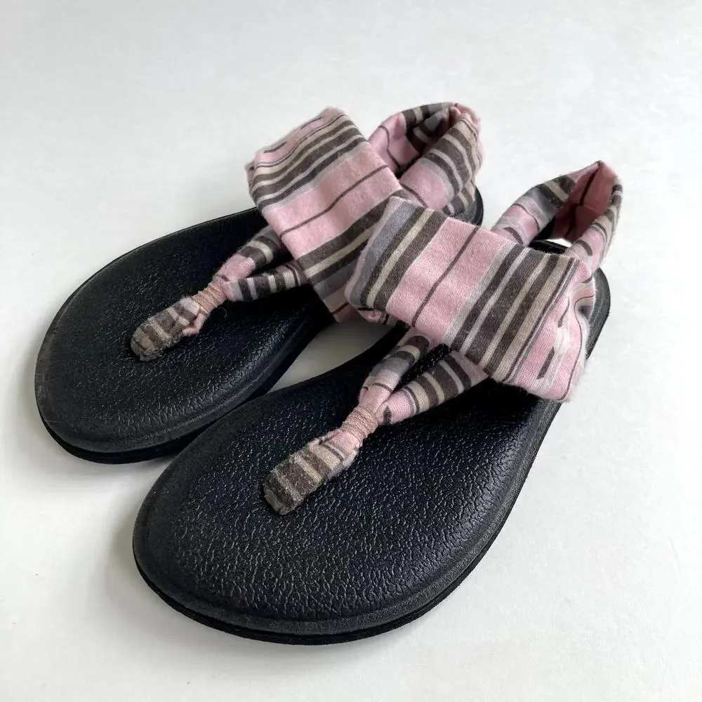 Sanuk Kids Yoga Sling Sandals - Pink Stripes - 9-10